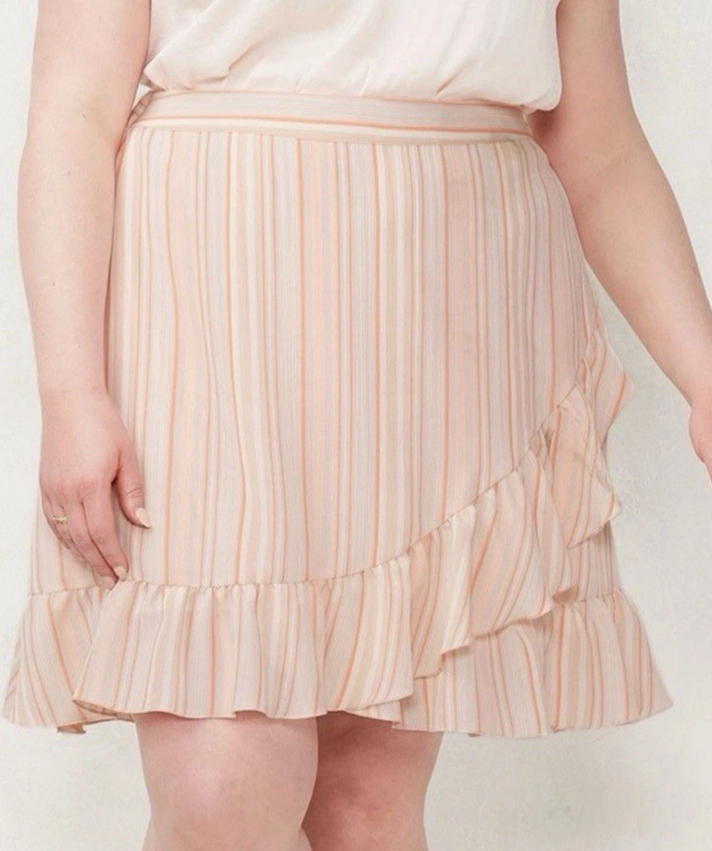 Lauren Conrad Skirt Womens M Peach Ruffled Mini Size Zip New